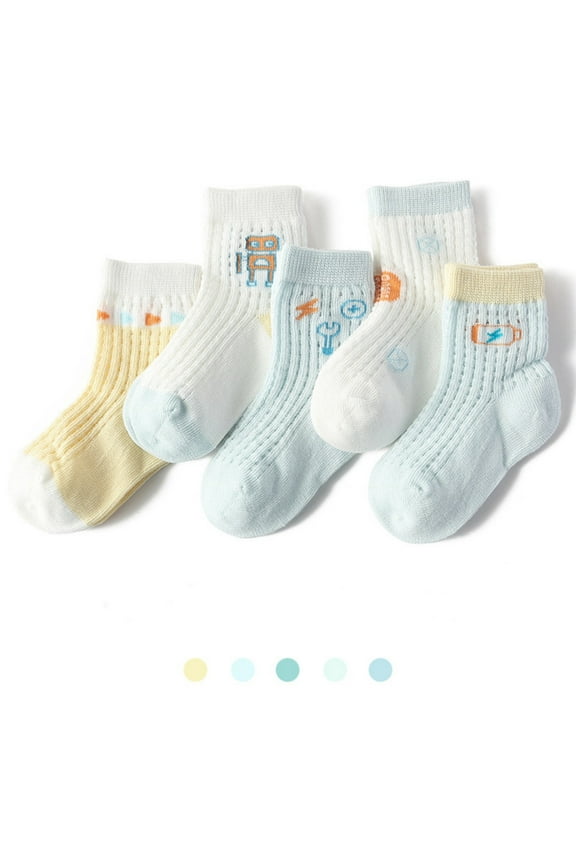 5 Pairs Baby Cotton Sock Toddler Ankle Crew Walkers Bootie Slippers Socks 6-12 Months