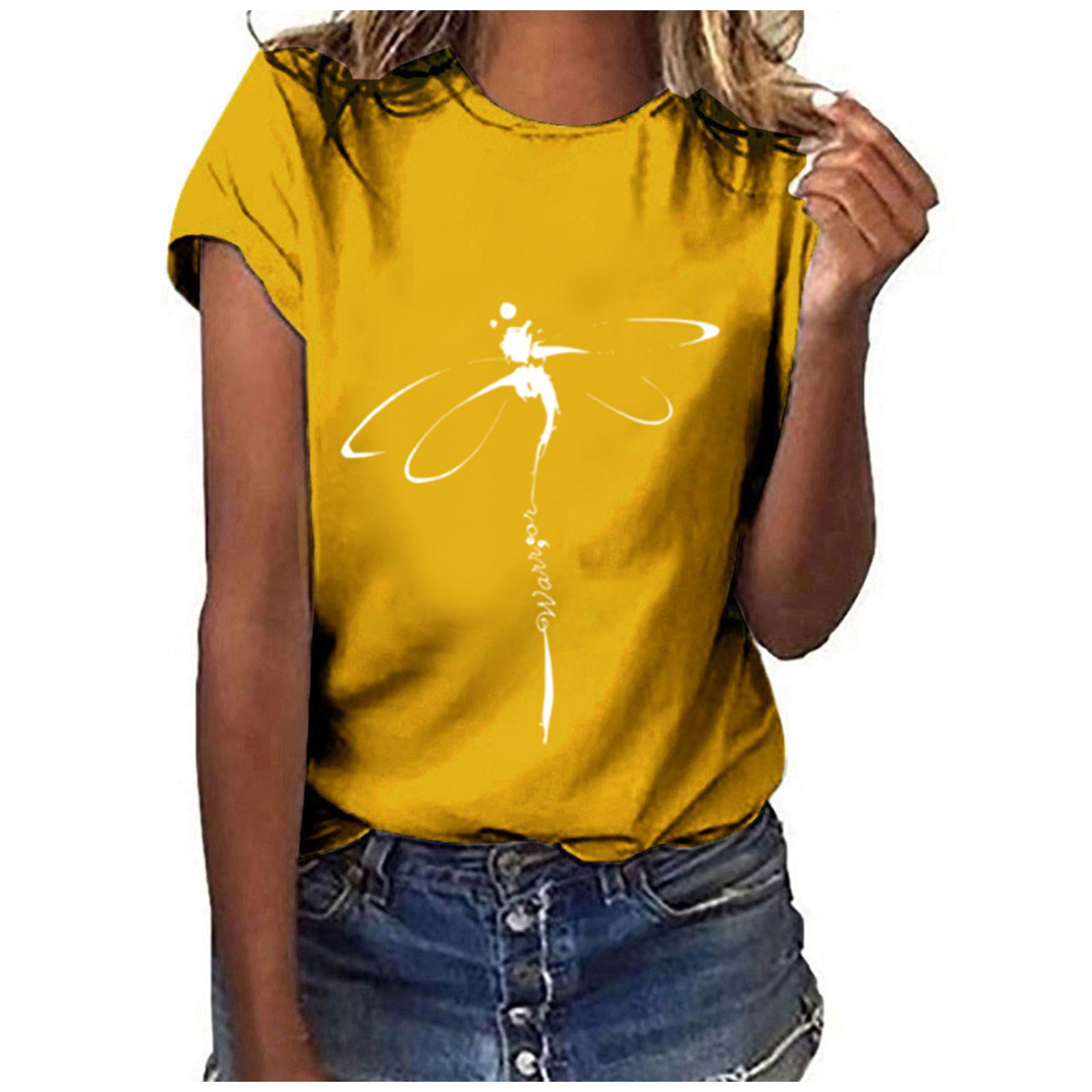 Women's Graphic T-Shirts - Vintage Dandelion Floral Animal Nature Lover Tees Casual Summer Tops
