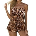 thumbnail image 1 of ERkkoi Bandeau Tankini Swimsuits for Women Loose Blouson Leopard Strapless Swim Top Tummy Control Bathing Suit Brown L, 1 of 5