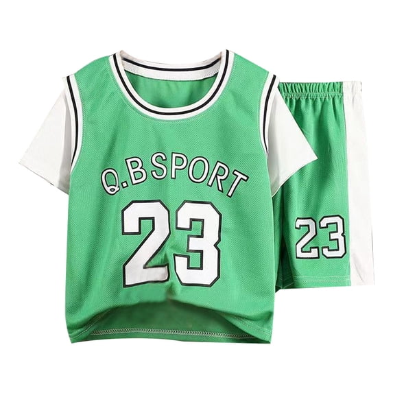 ERkkoi Basketball for Kids Basketball Uniform For Boys Summer Sleeveless Mesh Breathable Quick Dry Activewear Green 11-12 Years