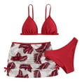 thumbnail image 1 of ERkkoi Girl's 3 Piece Swimsuit Cute Spaghetti Strap Triangle Bikini with Ditsy Floral Print Cover Up Girls Bathing Suit Red 14-15 Years, 1 of 6