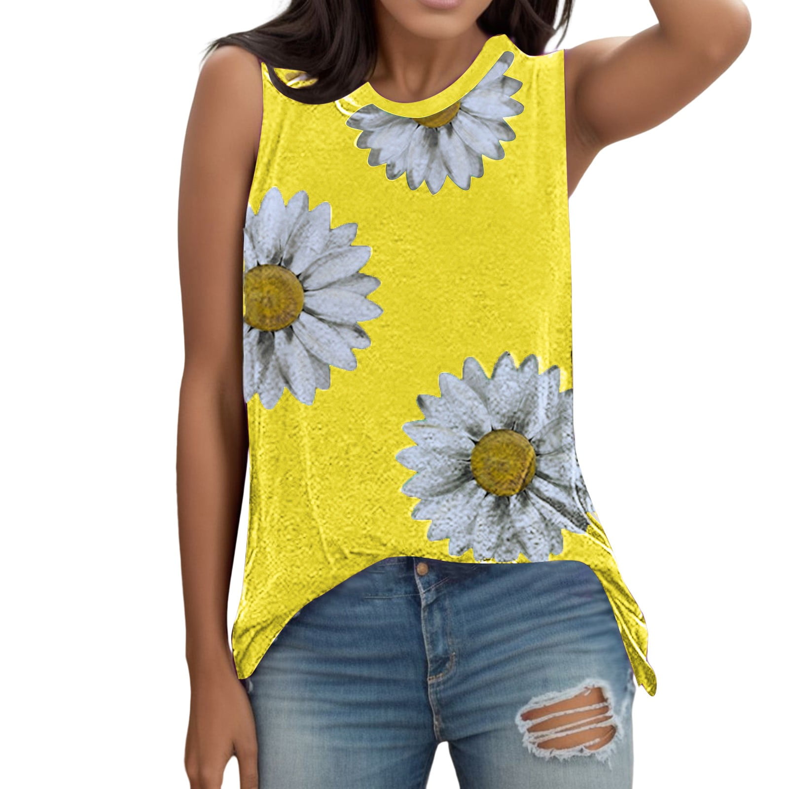 Elabch Womens Summer Sleeveless Casual Shirt V Neck Loose Ribbed Tank Tops Loose Fit Casual Summer Shirt Black Xxl