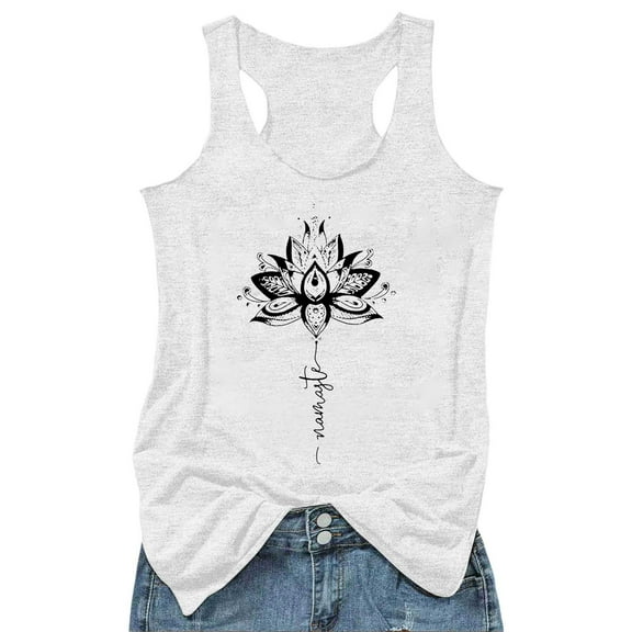 ERkkoi Graphic Tank Tops For Women Loose Fit Casual Spring Tops Printed Shaped Beach T Shirts For Women Y2K Holiday Camisole White S