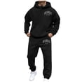 thumbnail image 1 of ERkkoi Men's Sweatsuits Set 2 Piece Hoodie Outfit Jogging Tracksuits for Men Casual Athletic Long Sleeve Pullover Suit Set Black L, 1 of 5