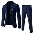 thumbnail image 1 of ERkkoi Prom Suits for Men Slim Fit One Button Formal Tuxedo Suits Blazers Jacket and Dress Pants 2 Piece Set For Wedding Business Party Navy XXXXXXL, 1 of 4