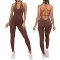 thumbnail image 1 of ERkkoi Shapewear Bodysuits For Women Crisscross Backless Yoga Workout Sport Activewear Body Suits For Womens Coffee M, 1 of 8