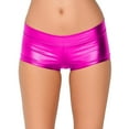 thumbnail image 1 of ERkkoi Shorts For Women Shiny Metallic Carnival Dance Bottoms Booty Shorts For Women Sexy Hot Pink XL, 1 of 5