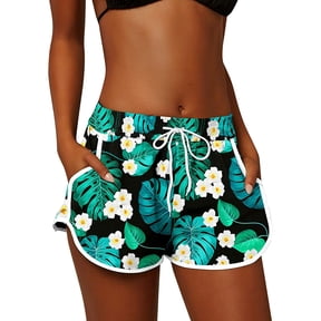 Asoul Women Solid Swim Shorts with Pockets High Waisted Swim