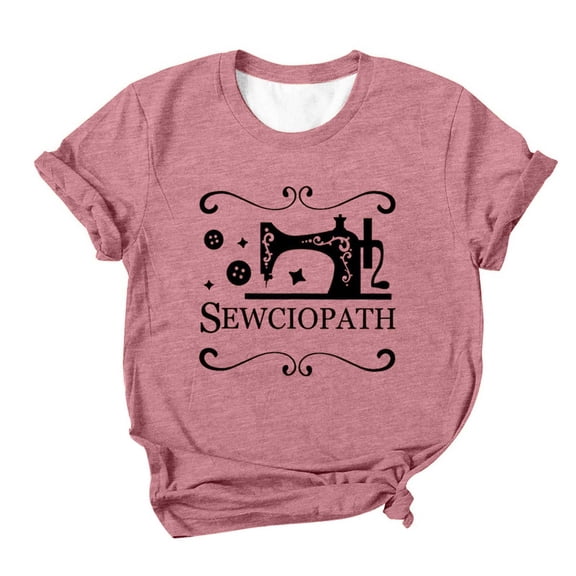 ERkkoi Women's Sewciopath T-Shirt Sewing Lover Shirt Funny Quilter Gifts Sew Short Sleeve Tops Seamstress Casual Tees Red M