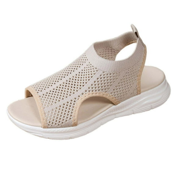 ERkkoi Womens Comfortable Orthopedic Sandals Arch Support Ladies Walking Sport Athletic Sandals Open Toe On Plantar Fasciitis Platform Dress Sandal Beige 9.5