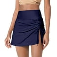 thumbnail image 1 of ERkkoi Womens High Waisted Swim Skirt with Split Sporty Drawstring Skirted Swim Bottom with Built-in Panty Dark Blue XXL, 1 of 6