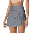 thumbnail image 1 of ERkkoi Womens High Waisted Swim Skirt with Split Sporty Drawstring Skirted Swim Bottom with Built-in Panty Grey XXL, 1 of 6