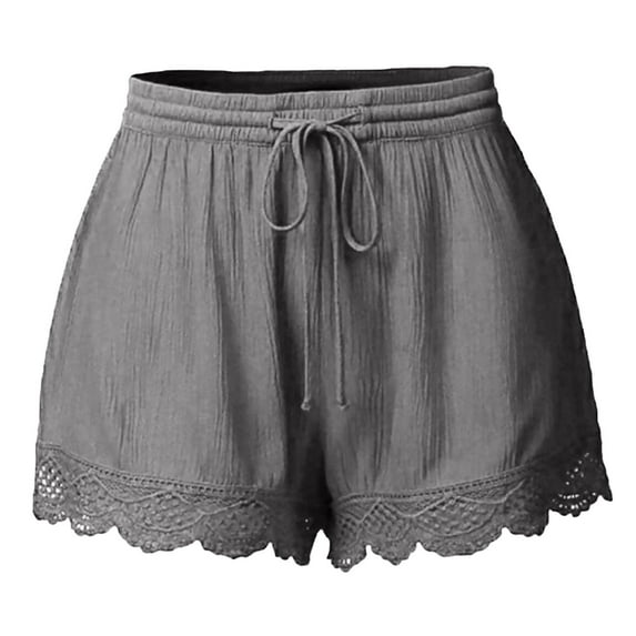 ERkkoi Womens Shorts Fashion Lace Plus Size Rope Tie Yoga Sport Leggings Hot Womens Booty Shorts Grey XXXXL