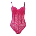 thumbnail image 1 of ERkkoi Womens Tops Casual Summer Shirts 2025 Trendy Floral Lace Sheer Mesh Corset Bodysuit Spaghetti Strap Comfy Women Blouses Work Outfits Hot Pink M, 1 of 7