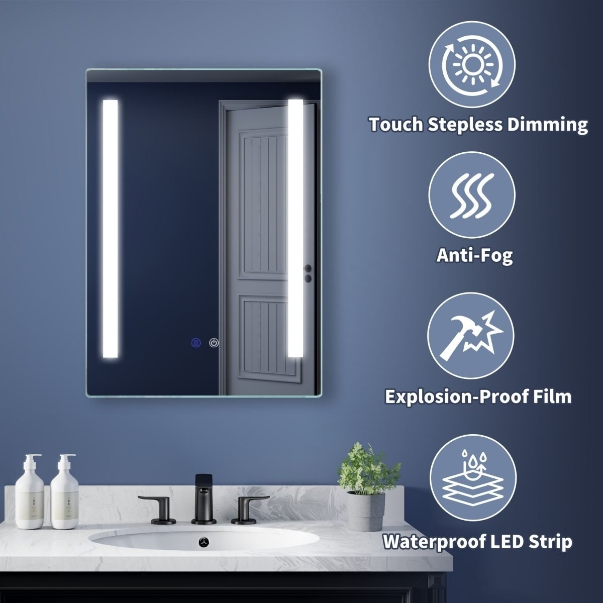 ESDIY 20X28 LED Bathroom Mirror with Lights,AntiFog,Dimmable,Lighted