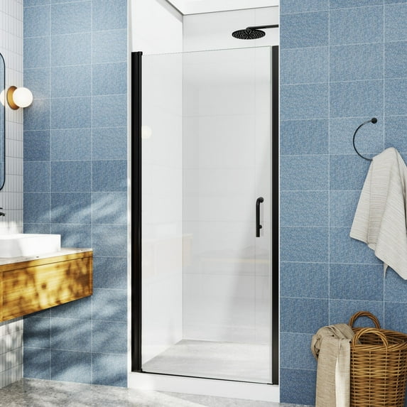 Glass Shower Door – 34-36" Matte Black Pivot Semi-Frameless | Classy