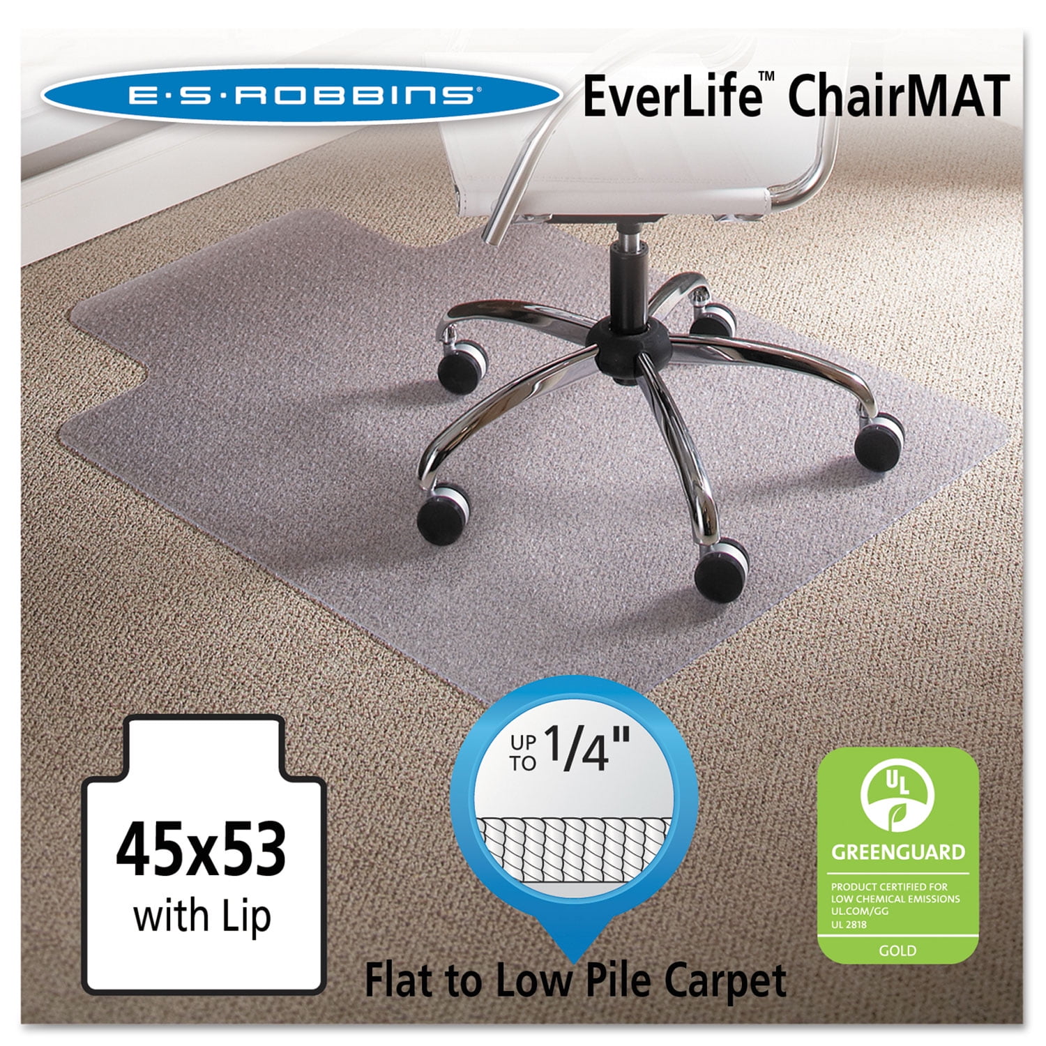Task Series AnchorBar Chair Mat for Carpet up to 0.25 45 x 53 Clear