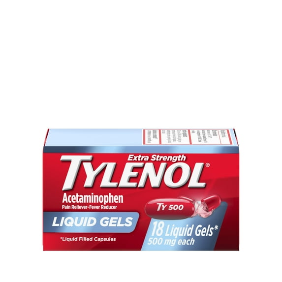 Tylenol Extra Strength Liquid Gels, 500mg Acetaminophen, 18 Count