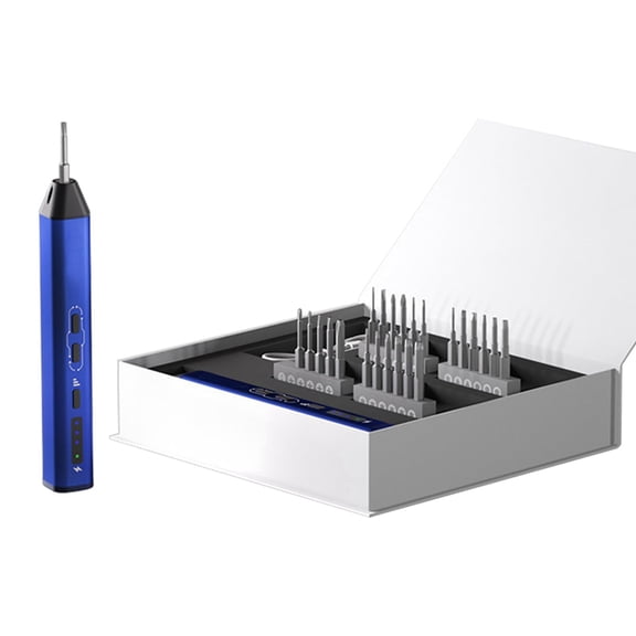ES240 Electric Screwdriver with 24pcs A2 Alloy Steel Bits LED Lighting for Computer Phone Dismantling Repair Tools Kit,1 x Electric screwdriver 24 x Breaker bits 1 x Charging cable,Blue