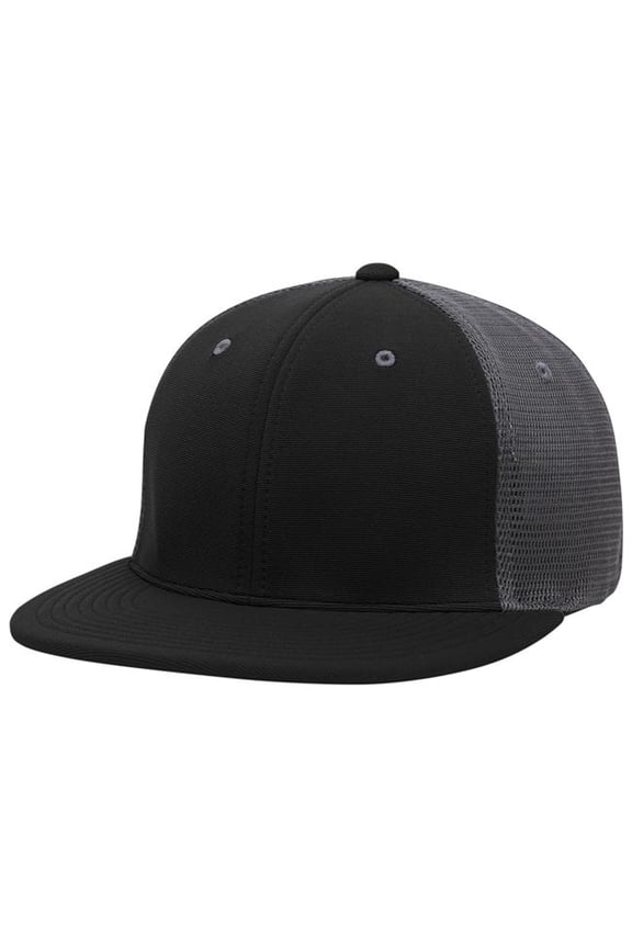 ES341.Q92.L-XL Premium M2 Performance Trucker Flexfit Cap, Black & Graphite - Large & Extra Large