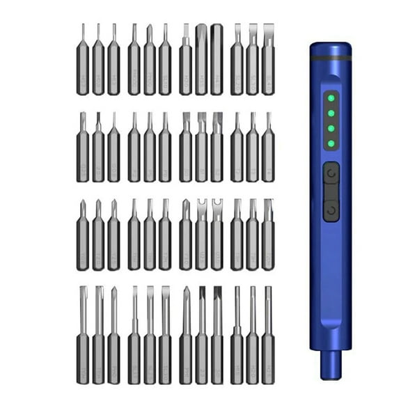 ES480 Electric Screwdriver with 48pcs Alloy Steel Bits LED Lighting for Computer Phone Dismantling Repair Tools Kit,1 x Storage box 1 x Electric screwdriver 48 x Bite bits,Blue