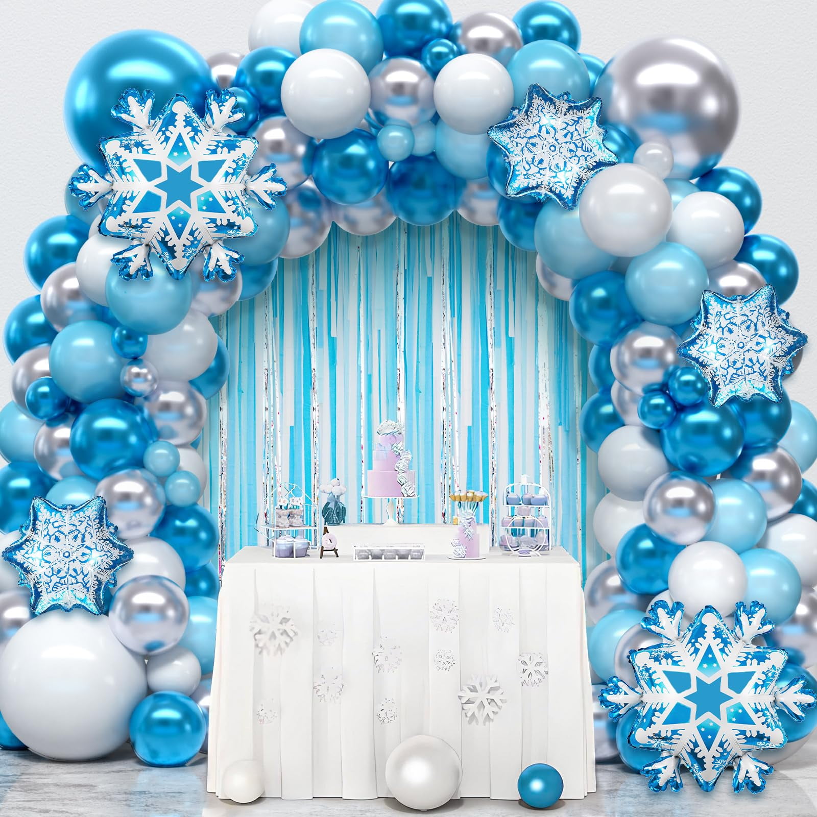 FHGG Glittery Frozen Snowflake Garland – Blue & White Winter Wonderland Party Decor For Birthday, Christmas - View #7