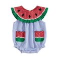thumbnail image 1 of ESASSALY Baby Girl and Boy Overalls Watermelon Print Sleeveless Jumpsuit, 1 of 9