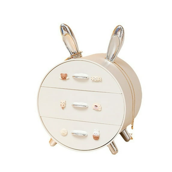ESASSALY Hair Accessories Organizer for Girls Bunny 3 Drawers Hair Clip Storage Holder Jewelry Box