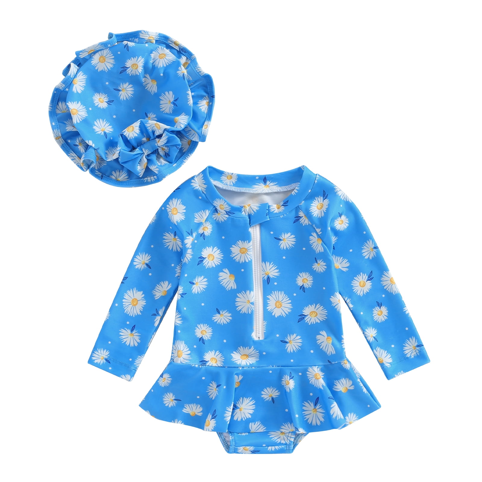 ESASSALY Toddler Baby Girl Long Sleeve Rash Guard One-Piece Floral ...