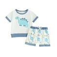 thumbnail image 1 of ESASSALY Toddler Little Boys 2 Pieces Outfits Short Sleeve Dinosaur T-Shirt  Shorts Sets, 1 of 7