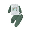 ESASSALYY Baby Boy Fall Outfit Letter Print Long Sleeve Sweatshirt and