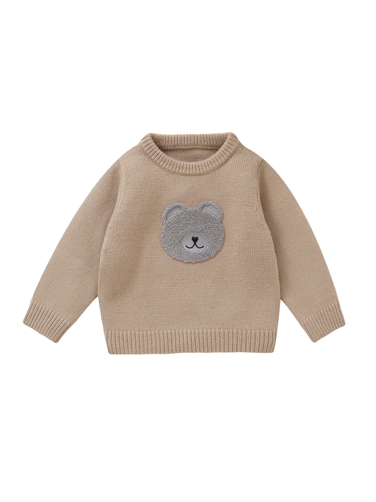 ESASSALYY Baby Boy Girl Knit Sweater Bear Embroidery Long Sleeve