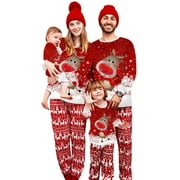 ESASSALYY Family Matching Christmas Pajamas, Deer Snowfalke Pattern Tops Sleepwear Set