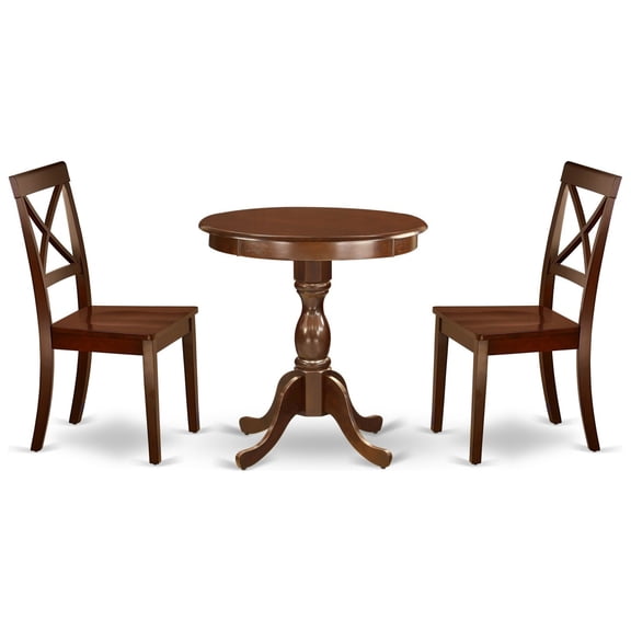 ESBO3-MAH-W-VV 3-Pc Modern Dining Table Set - Mahogany Finish. Includes 2 Wood Kitchen Chairs & 1 Wooden Dining Table. Easy Assembly & Contemporary Design. Refresh your Dining Space with Ergode.