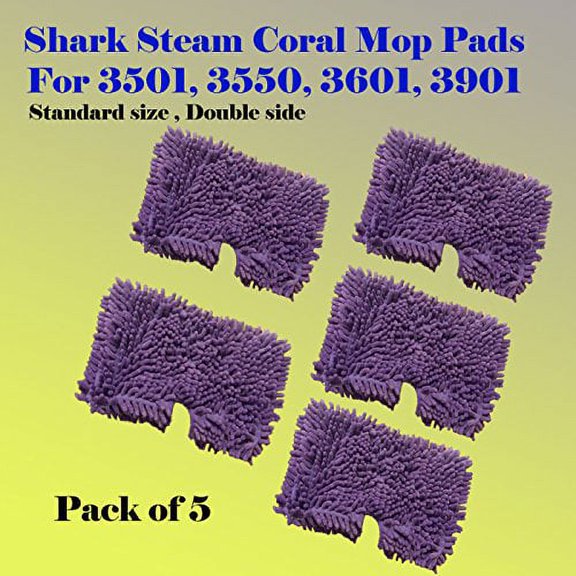 ESC ® Pack of 1/3/5 Coral Standard Size Steam Mop Replacement Pocket Pads For Shark S3501 S3601 S3901 S3801CO Rectangular P102C 12.5x7.5"