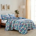 thumbnail image 1 of ESCA 3-Piece Abstract Kuma Geometric Reversible Quilt Set- Queen, 1 of 5
