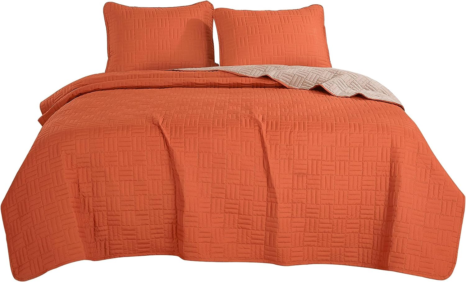 ESCA 3Piece Orange Jumanah Reversible Quilt Set Queen