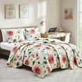thumbnail image 1 of ESCA 3-Piece Pastel Watercolor Peony Floral Design LAHJA Reversible Quilt Set - Queen, 1 of 5