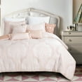 ESCA 7Piece Pink Comforter Set Queen Size, Jacquard Matelasse Design