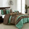 thumbnail image 1 of ESCA 7-Piece Eshcol Western Brown and Teal Comforter Set , Western Bedding Set- King/Cal King Size, 1 of 7