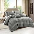 thumbnail image 1 of ESCA 7-Piece Marcail Pure Gray Embroidery Comforter Bedding Set OEKO-TEX Standard 100, Breathable, All Season, Soft & Lightweight - King/Cal King Size, 1 of 4