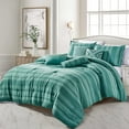thumbnail image 1 of ESCA 7-Piece Polly Yarn Dyed Green Striped Comforter & Sheet Set Bedding Set - King/Cal King Size, 1 of 4