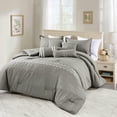 thumbnail image 1 of ESCA 7-Piece Yamilla Gray Embroidery Comforter Bedding Set OEKO-TEX Standard 100, Breathable, All Season, Soft & Lightweight - King/Cal King Size, 1 of 4