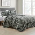 thumbnail image 1 of ESCA Abstract Dark Grey Bedspread with 2 Pillow Shams - Full/Queen Size, 3-Piece Black Grey Lightweight Quilt Set, 1 of 6
