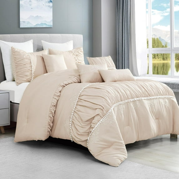 ESCA J22196V Q Hypatia Comforter Set, Pink - Queen Size - 7 Piece
