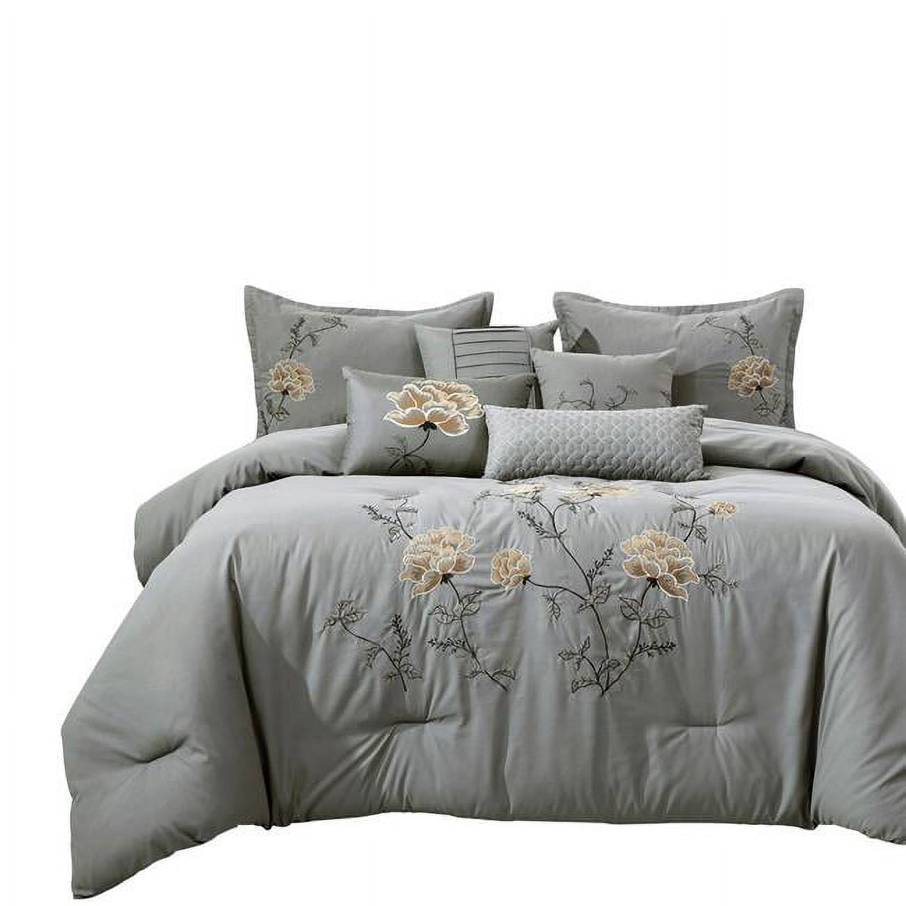 ESCA J22257VQ Serena Bedding Comforter Set, Gray 7 Piece Queen Size