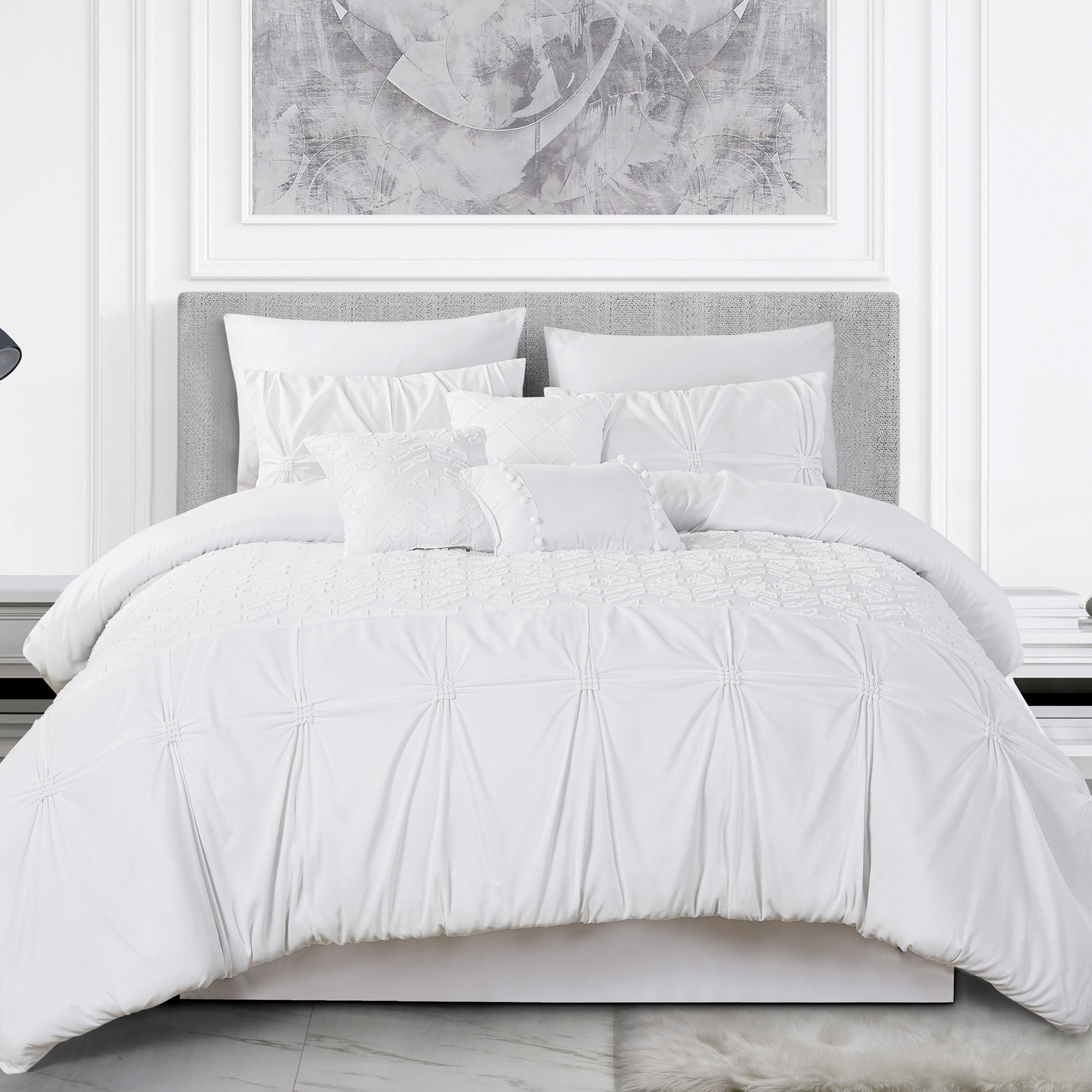 California King White Microfiber 7-Piece Comforter Set