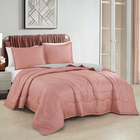 ESCA Modern 3-Piece Elimu Pink Bedspread Sets, Queen