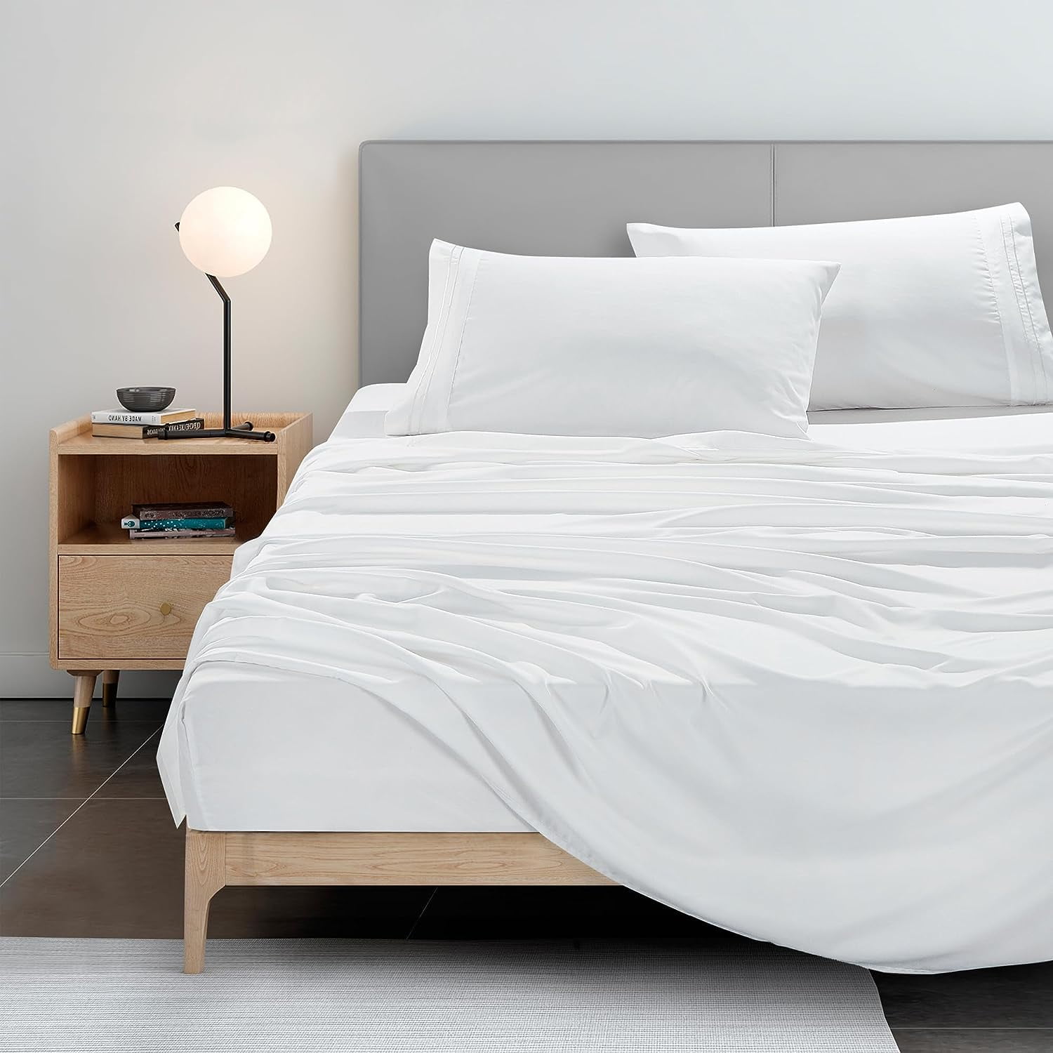 ESCA Premium White Bed Sheets Set OEKOTEX Certified Softness and