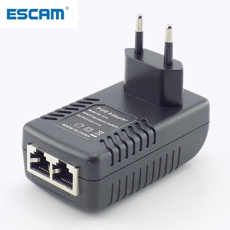 ESCAM 12V 1A POE Injector Wall Plug POE Switch Power Supply Adapter ...